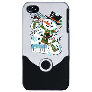iPhone 4 or 4S Slider Case Silver Christmas Holiday Snowmen Are Cool 