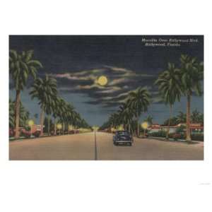 Hollywood, FL   Moonlight View over Hollywood Blvd. Giclee Poster 