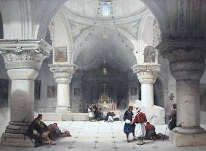 DAVID ROBERTS JERUSALEM CRYPT HOLY SEPULCHRE 1841 1ST  