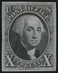 US stamp#2 10c Black Washington 1847 UNUSED 3Large margins SOUND $ 