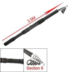   Coated Handle 3.5m Black 8 Sections Fishing Pole