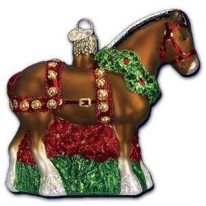 Holiday Clydesdale Glass Ornament 