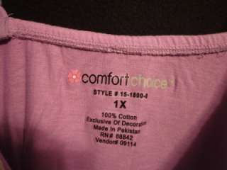   Comfort Choice Womans Plus Size 1X Purple 100% Cotton Nightgown  