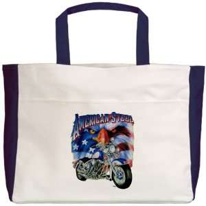  Beach Tote Navy American Steel Eagle US Flag and 