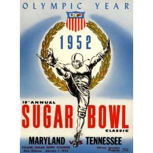   Game Day Program Cover Art   MARYLAND (H) VS TENNESSEE 1952 SUGAR BOWL