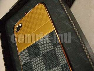 Gold Checkered Cell Phone Case Back Cover For iPhone 4  