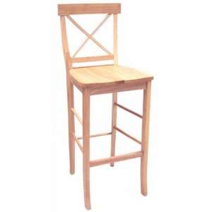  30H Natural Finish Crossback Counter Height Bar Stool 