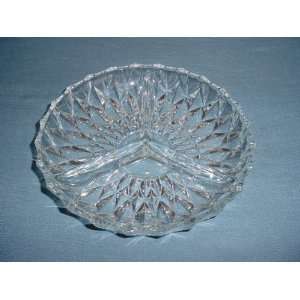  3 Section Lead Crystal Relish Bowl 
