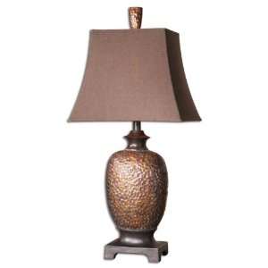 Uttermost 32.5 Inch Amarion Table Lamp In Lightly Bronze Leaf Finish 