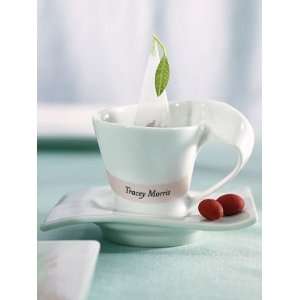  White Porcelain Cup and Saucers (Set of 4)