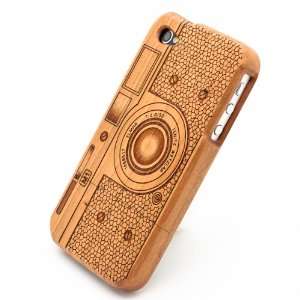  Natural Real Carved Camera Style Wood Wooden Case Cover 