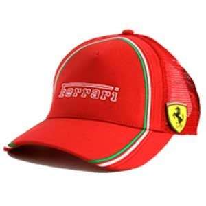  Puma Ferrari Mesh Logo Hat w/ Velcro Scuderia Shield RED 