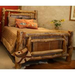   Aspen Log and Reclaimed Barnwood Twin Size Log Bed
