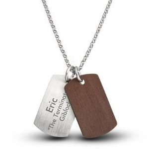  Personalized Silver And Rosewood Double Dog Tag  Vertical 