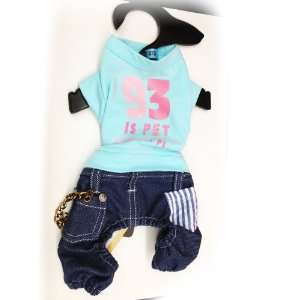  Pet Dog Clothing Cute One Piece Blue Shirt and Jean. Many 