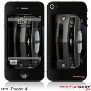 iPhone 4 Skin   2010 Chevy Camaro Cyber Gray   White Stripes on Black 
