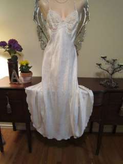 Vintage OLGA Nightgown Bridal DESIGNER Silver Label Bias Satin Gown 