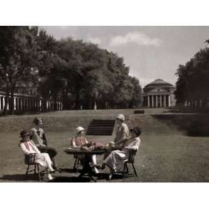 Women Sit in the Quadrangle of the University of Virginia 