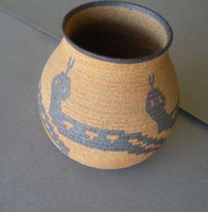 Ceramic Cahuilla /Luiseno rattlesnake basket 6 high  