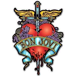  Bon Jovi Dagg Heart Music Car Bumper Decal Sticker 5x3.5 