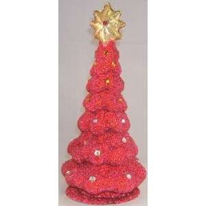   Red Christmas Tree with Star Ino Schaller Paper Mache