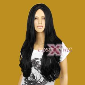 New Black Long Curly No Bangs Fashion Wig X029  