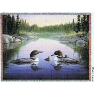 North Country Loons Woven Tapestry Wall Hanging 