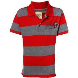  Ohio State Buckeyes Youth Scarlet Gray Evan Striped Polo 