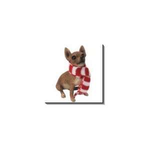   Dog Ornaments XSO024 Tan Chihuahua with Scarf 