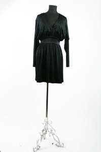 NWT Halston Heritage Blk Deep V Jersey Dress 2 $365  