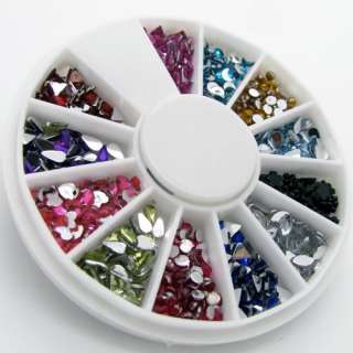 1000 Pcs 2 3mm Mix Shape Nail Art Rhinestones Glitters Wheel  