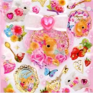    cute 3D stickers with ribbons and bunnies kawaii Toys & Games
