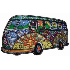 Artist Dan Morris Flower Power Hippie Peace Bus Van Car Embroidered 