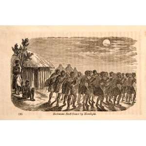 1860 Wood Engraving Bechuana Reed Dance Indigenous South Africa Tribe 