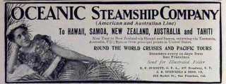  for Oceanic Steamship Hawaii Samoa Tahiti NZ Australia cruises