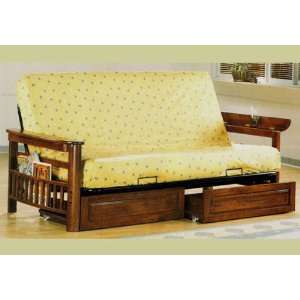  Oak Wood Futon Day Bed Frame Wooden Drawers Daybed