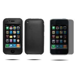 Pack Combo) IPhone 2G Black Silicone Skin Case / Rubber Soft Sleeve 