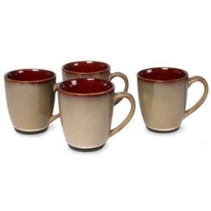  Sango Nova Brown Mug, Set of 4