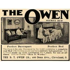  1905 Ad D T Owen Company Davenport Secret Bed Furniture 