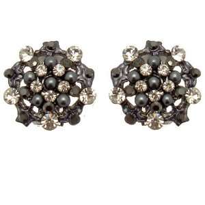 Acosta Jewellery   Hematite & Clear Crystal with Pearl   Vintage Style 
