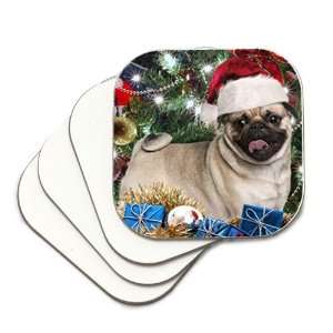 Pug Set of 4 Christmas Coasters 