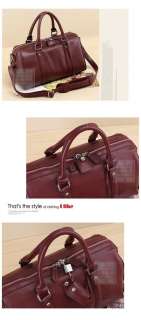   Vintage Celebrity Women Lock Handbag Boston Bag Red Travel Purse S31