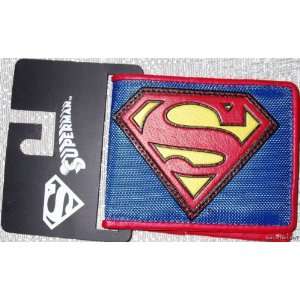  DC Comics SUPERMAN S Logo Blue Nylon/Leather Bi Fold 