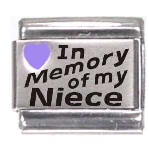  In Memory Of My Niece Purple Heart Laser Italian Charm 