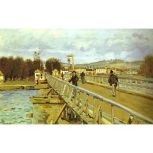Oil Painting Footbridge at Argenteuil Alfred Sisley Hand Painted Art