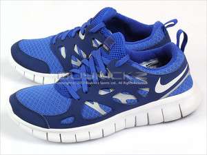 Nike Free Run 2.0 (GS) Bright Blue/White Metallic Silver Lightweight 