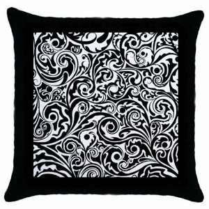  Black & White Floral Throw Pillow Case