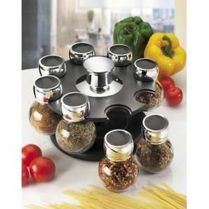 Glass Snap Top Spice Jars With Rotating Rack  Kitchen 