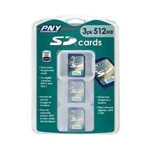  PNY 512MB Secure Digital Memory Card, 3 pack Electronics