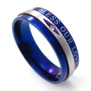   Blue Colored Titanium Steel Ring for Mens Fashion & Style Size 8